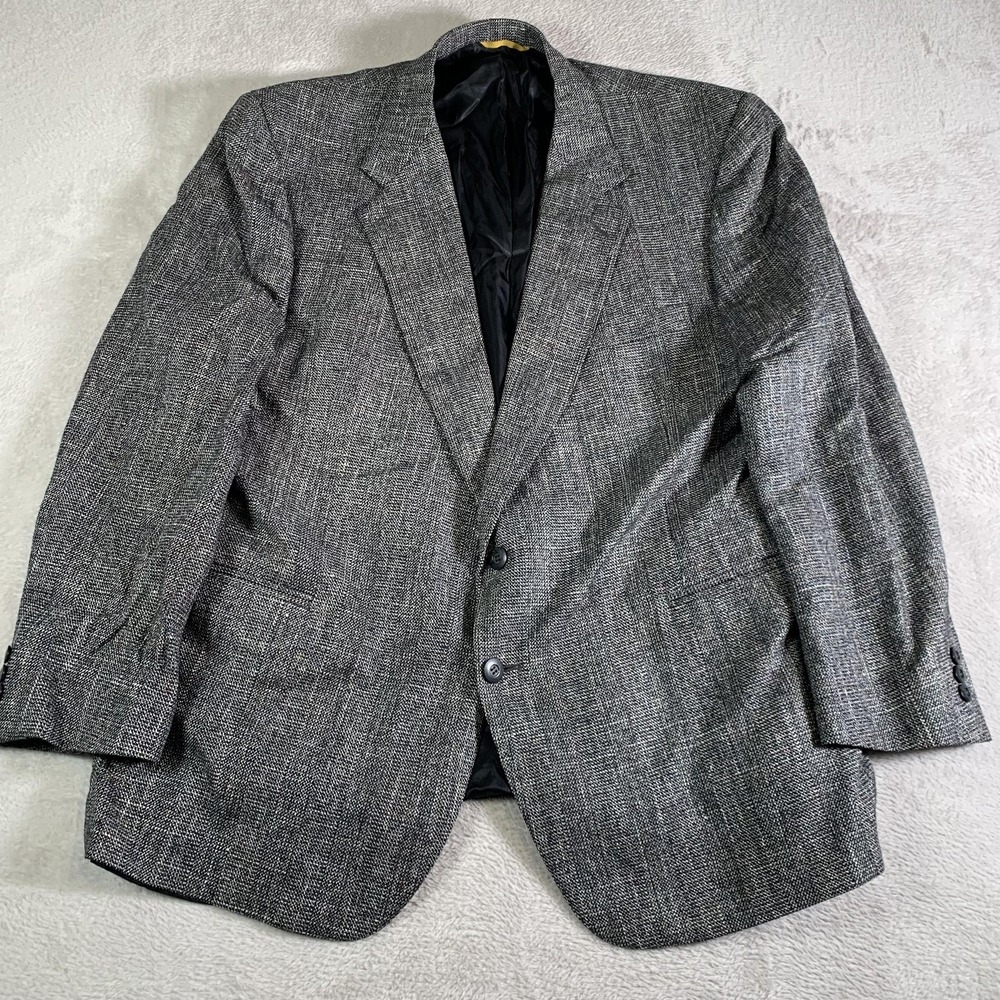 Kuppenheimer Sport Coat Mens 46L Gray Black Tweed‎ Blazer Jacket Made In USA